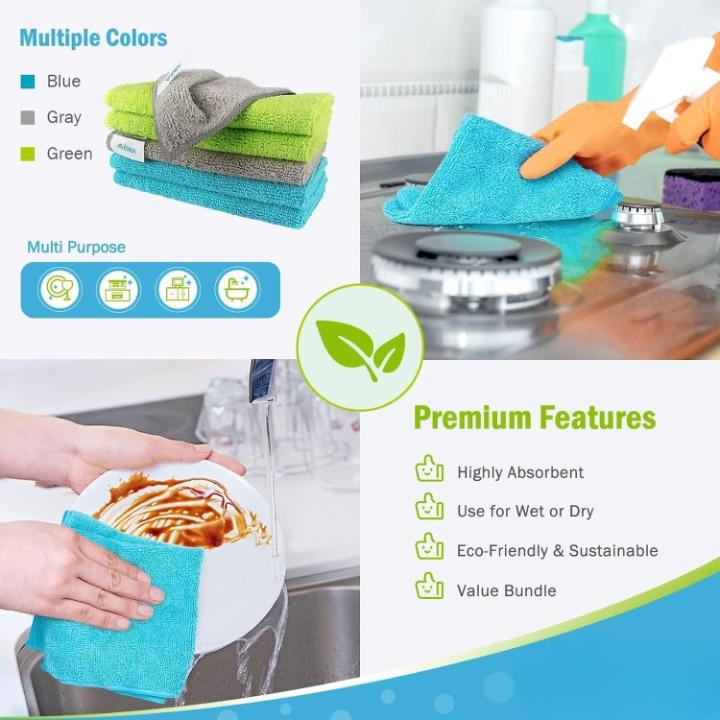 Microfibre Cleaning Cloths Pack of 100, Multifunctional Reusable Microfibre Cleaning Towels, Lint Free Streak Free Washable Cloth Duster for House, Kitchen, Car, Motorbike, Windows 30 x30 cm 3