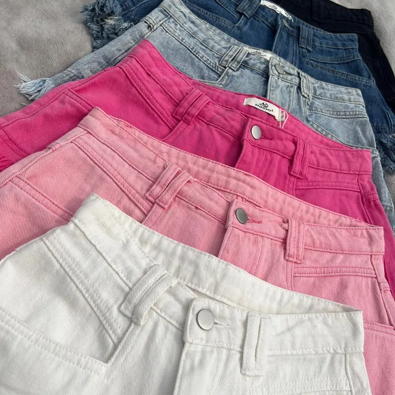 Women's Denim Frayed Hem/Fringed Shorts - Blue 2