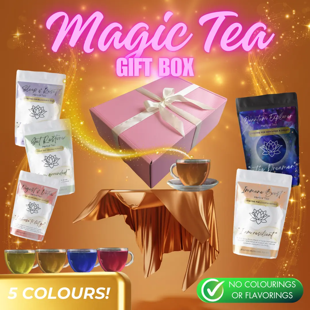 MAGIC TEAS GIFT BOX 5 Pack Herbal Potion Bundle - Sleep, Meditation, Anxiety & Stress Relief, Lucid Dreaming, Breathwork, Memory & Focus lemon balm Beverage Natural