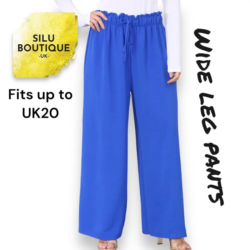 [Silu Boutique] Lightweight Wide Legged Palazzo Trousers, Fits up to UK20, Spring Casual Trousers, Daily Trousers, Summer and Spring Wear 0