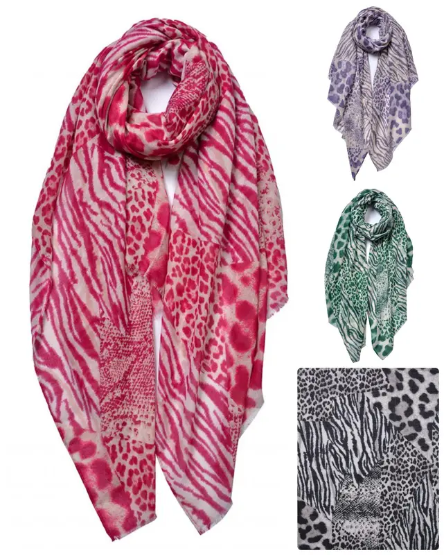 Women Head Neck Wrap Scarf Stylish Leopard & Zebra Print Ladies Scarves 6656 0