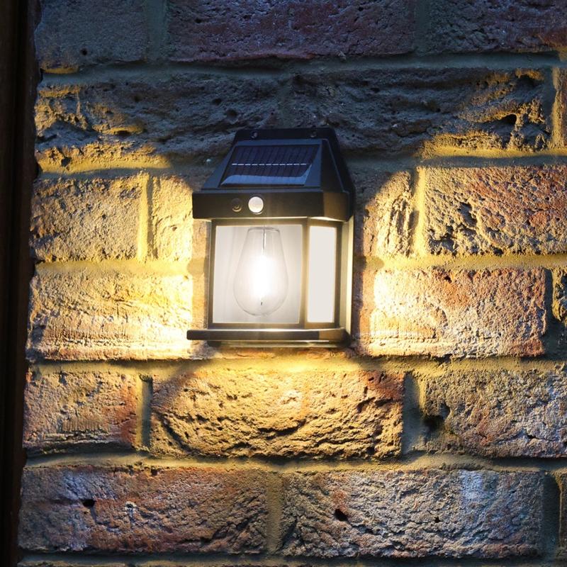 Solar Powered Filament PIR Security Light, IP44 Weatherproof Wall Sconce for Garden, Porch, 3 Lighting Modes Pathway, 3m Detection Distance, 3000K Warm White garden solar fence lights motionsensor lights 3