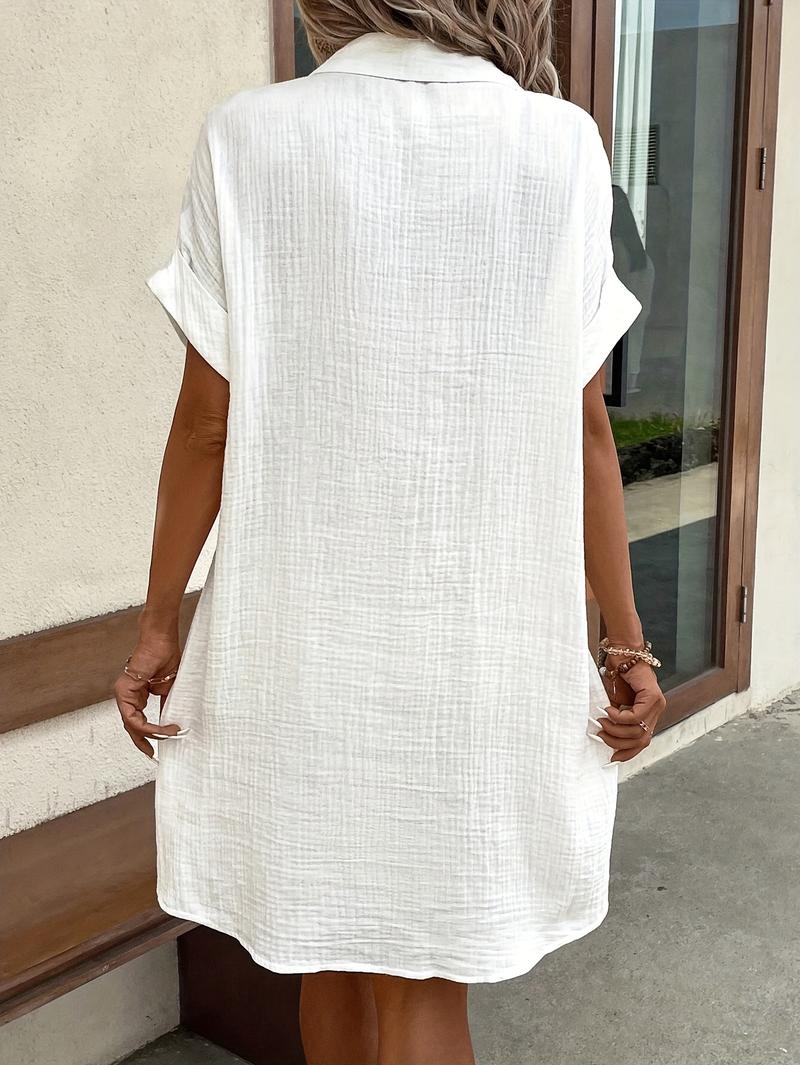 Product Introduction of [100% Cotton V-neck Blouse] 100% Cotton Casual V-neck Blouse Dress For Women 11