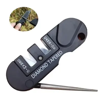 4-in-1 Portable Tungsten Ceramic Carbide Knife Whetstone Sharpener Sharpen Fish Hook Pocket Diamond Tool Camp Hike outdoor 1