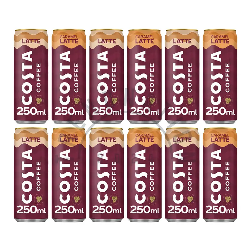 Costa Coffee Iced Drinks | Latte & Caramel Latte Flavored | 12 x 250ml Cans | Mocha Italian Blend Coffee Beans, Milk | Smooth & Creamy | Ready to Drink Ice Beverage Flavor 7