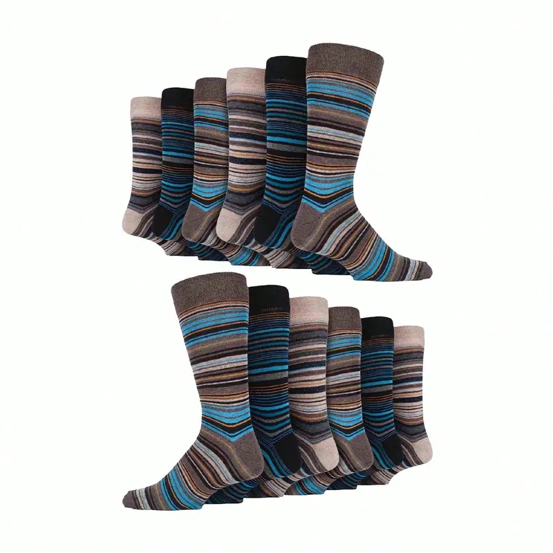 Sock Snob 12 Pair Mens Colourful Cotton Striped Patterned Dress Socks (Rome) 5