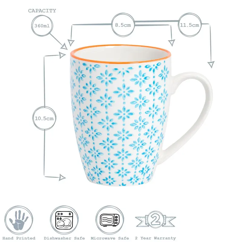 Nicola Spring Nicola Spring Hand-Printed Mug - 330ml 2