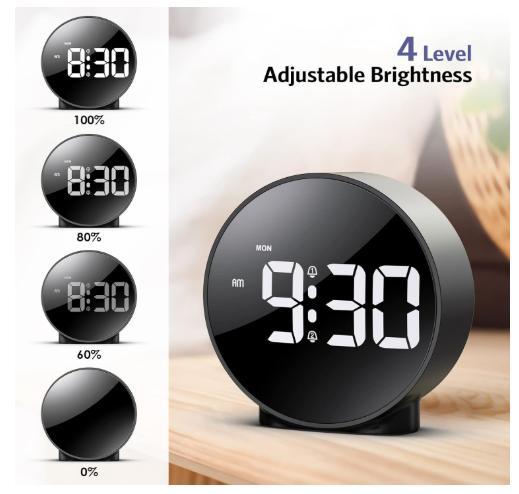 Newest Digital Alarm Clock for Teens, Alarm Clocks Bedside with Large Curved LED Display, Battery/USB Powered LED Clock with Snooze 4-Level Brightness 2 Alarms 12/24Hr for Heavy Sleepers Kids 2