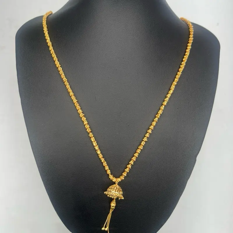 Women's Gold Plated Long Jumka Necklace with Multiple Beads