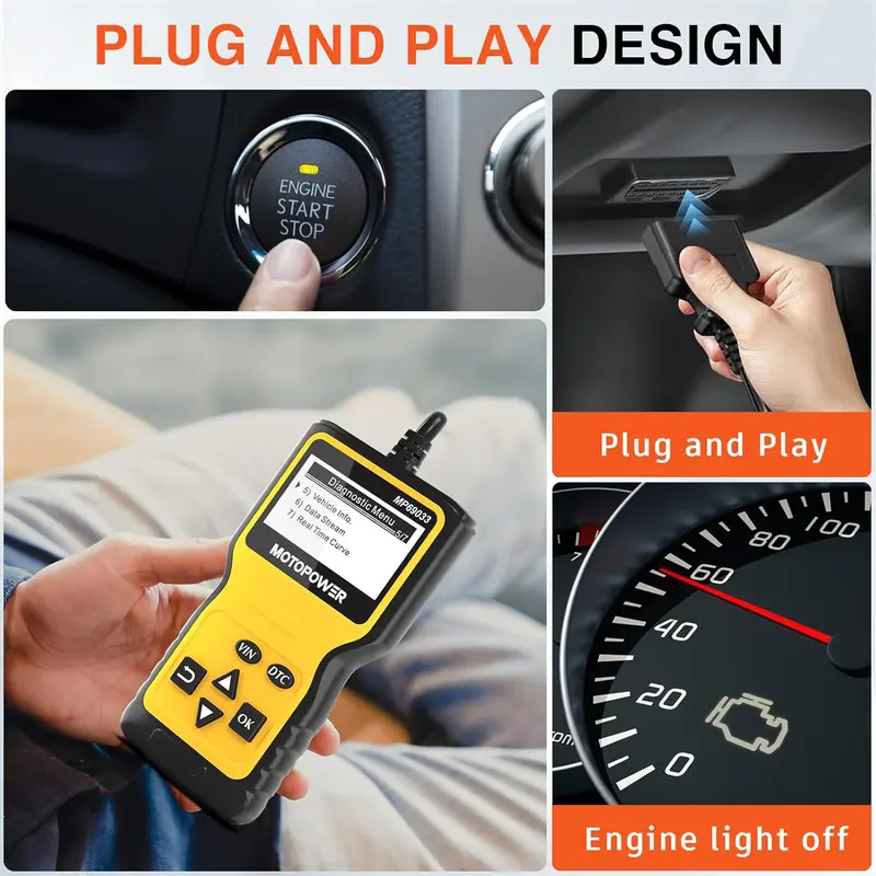 MOTOPOWER MP69033 OBD2 Scanner Universal Car Engine Fault Code Reader, CAN Diagnostic Scan Tool for All OBD II Protocol Cars 5