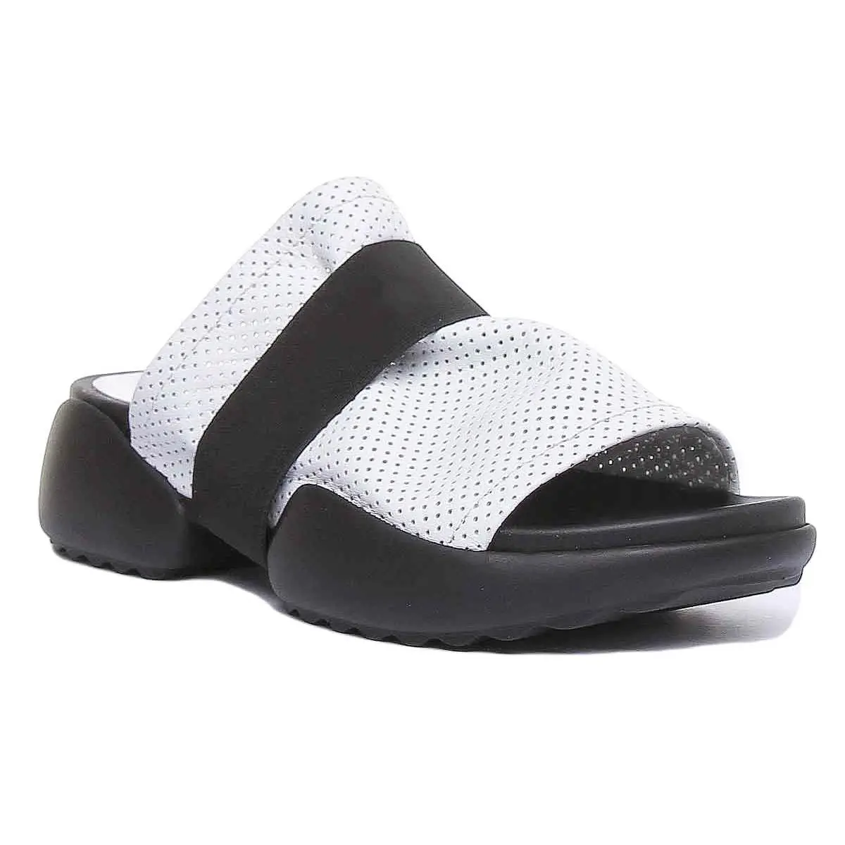 Poppy Perforated Sandal With Band In White