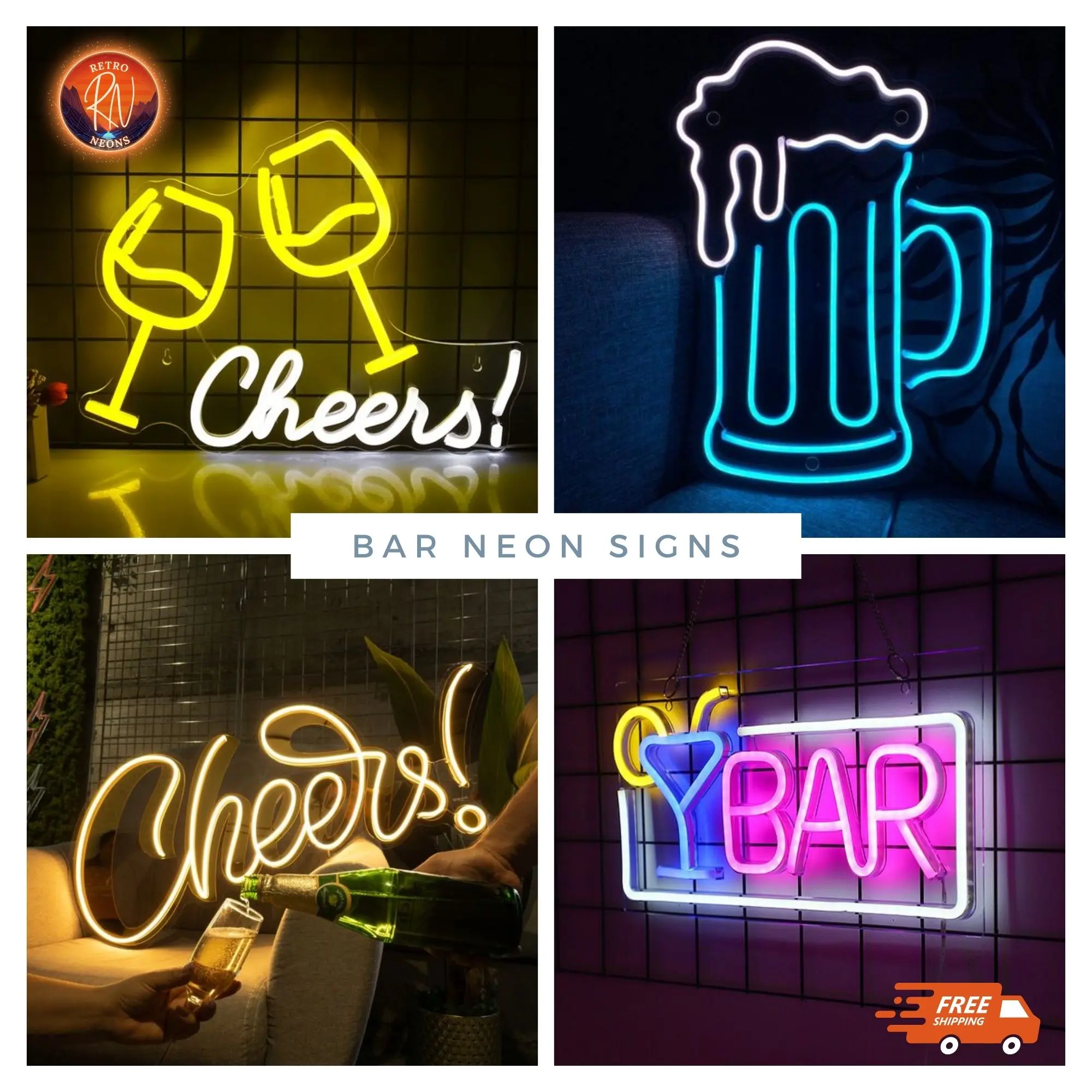 Custom Vintage Neon Bar Signs with LED Lights: Ideal for Bars, Beer Displays, Open Signs, and Illuminated Decor - "Listed price is Deposit only, final Price will vary based on customization"