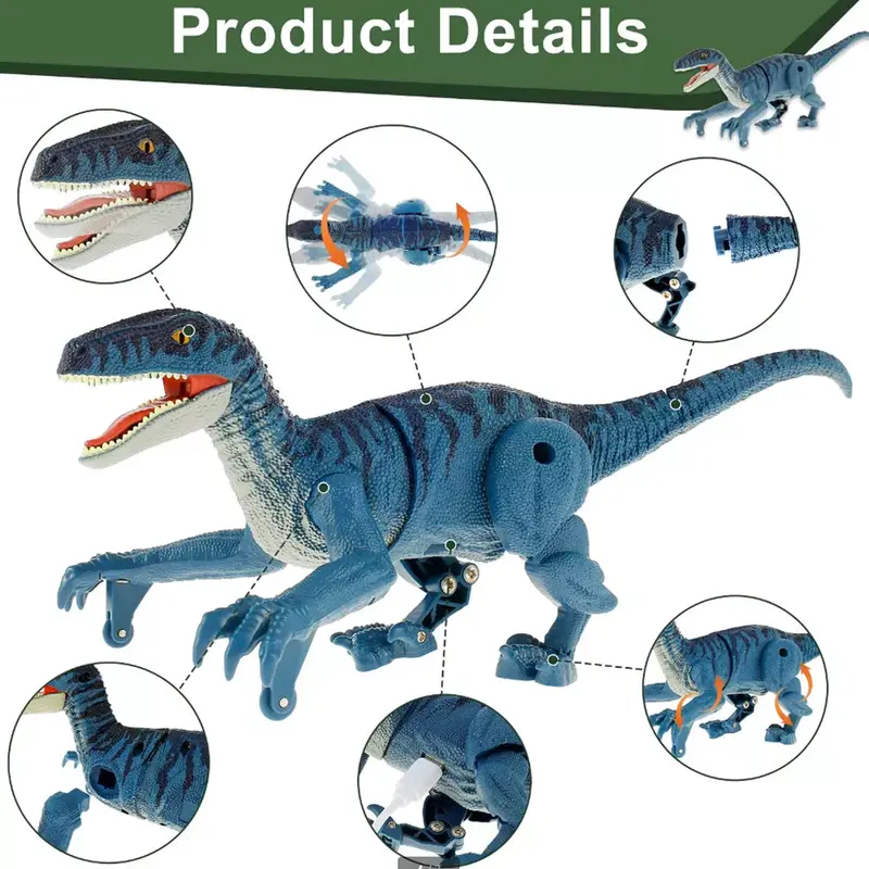 Remote Control Dinosaur Toys with 3D Eye LED Light - Realistic Texture and Bionic Movement 8