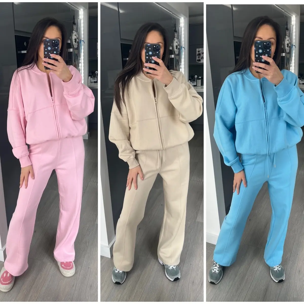 Talia straight leg zip bomber jacket jogger set