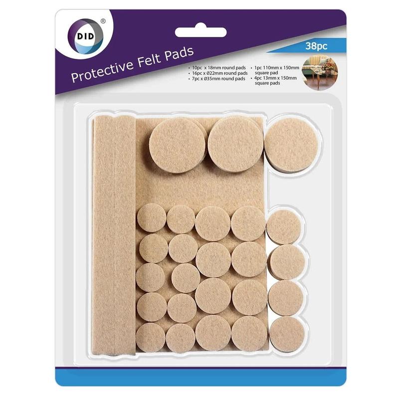 SELF ADHESIVE FELT STICKY PADS SQUARE ROUND WOOD FLOOR FURNITURE PROTECTORS 39pc 0