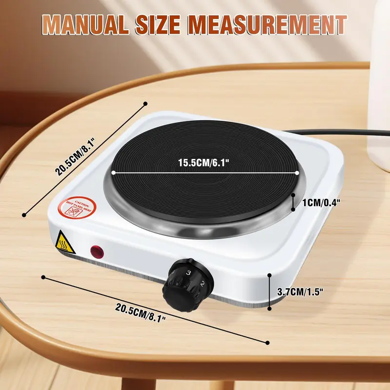 1000W Single Hot Plate Table Top Cooking – Stainless-Steel Heating Plate - Portable Electric Hob Single Burner with 5 Adjustable Thermostat for Home Kitchen Camping & Caravan Cooking 4