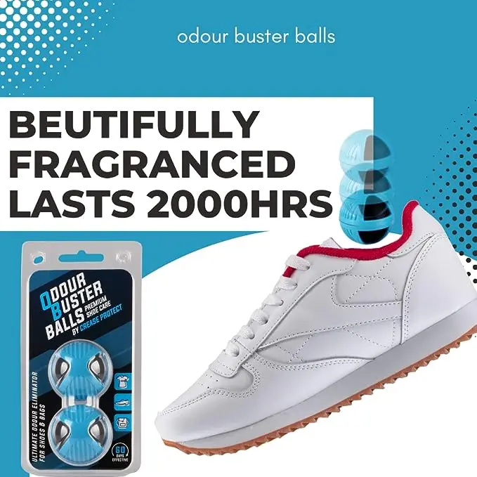 Odour Buster Balls - Ultimate Sneaker Deodoriser & Freshener - Fresh Scent for Shoes & Bags - by Crease Protect Footwear Comfort Natural 2