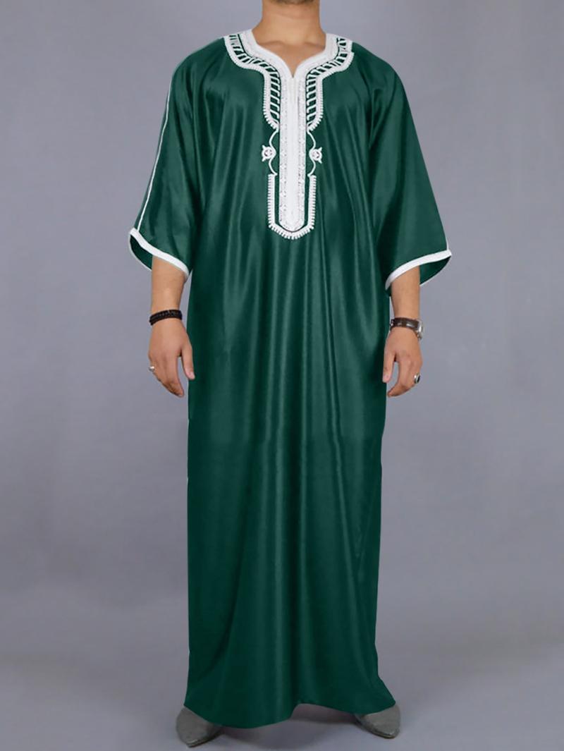 Product Introduction of Muslim Fashion Abaya Men Arab Islamic Clothing Fashion Loose Shirt Robe Ethnic Style Casual Jubba Thobe Men Dubai Hooded Caftan 10