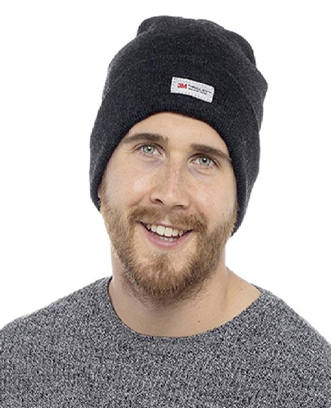 3M Thinsulate Lined Men's Black Winter Beanie Hat with Thermal Fleece Knitted Cap 2