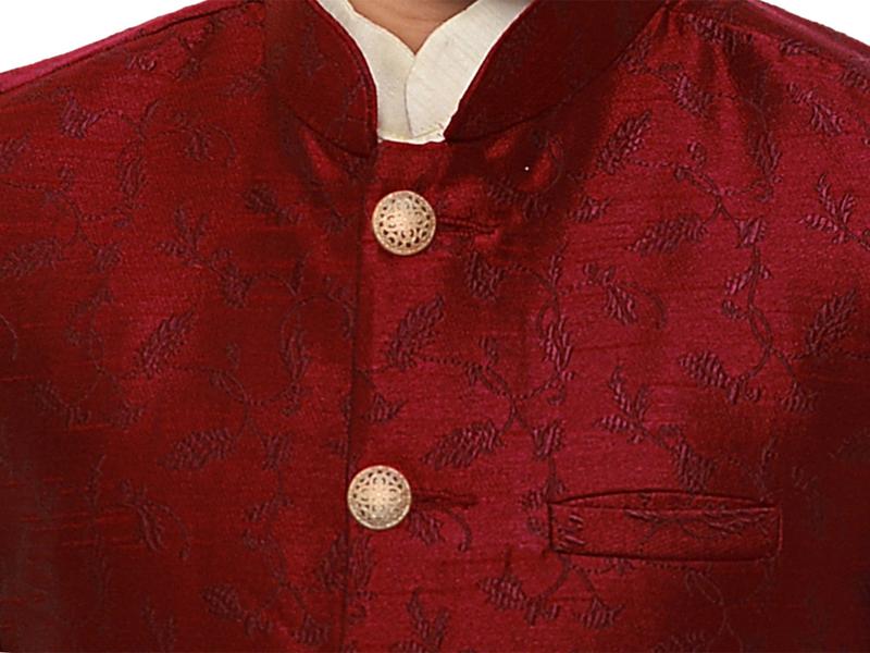 Boy's Self Print Waistcoat Sleeveless Jacket Wasket Blend Silk Formal Paty Koti Costume Only 042 4