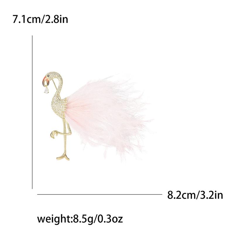 Pink Flamingo Brooch with Faux Feathers 4
