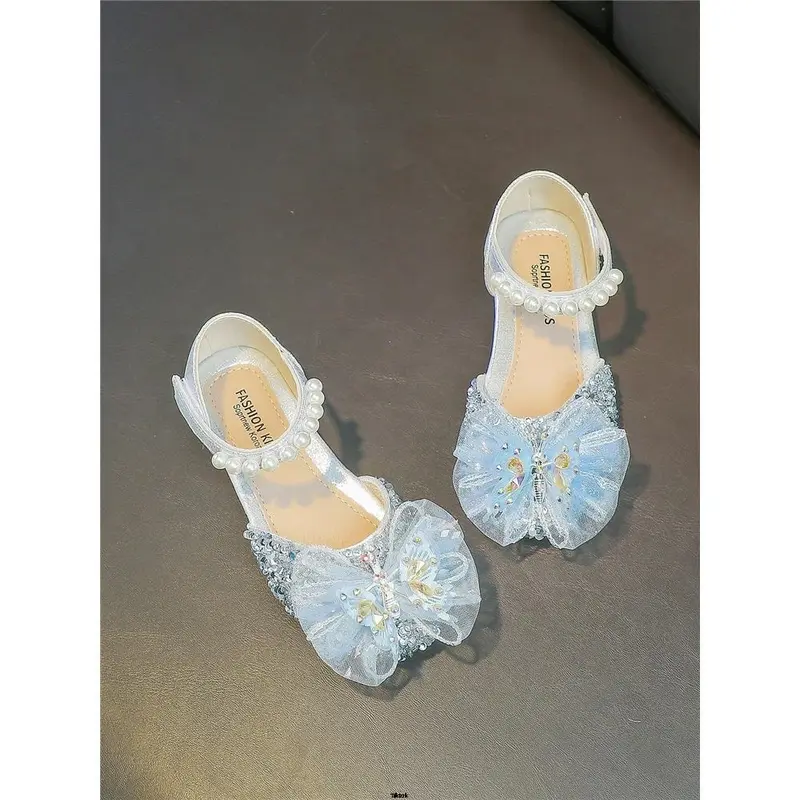 Shoes butterfly princess, children's flat shoes girl and rhinestone 1