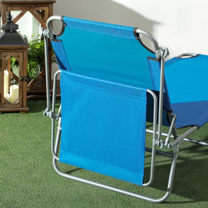 Outsunny Sun Lounger, with Adjustable Face Canopy - Bright Blue 6