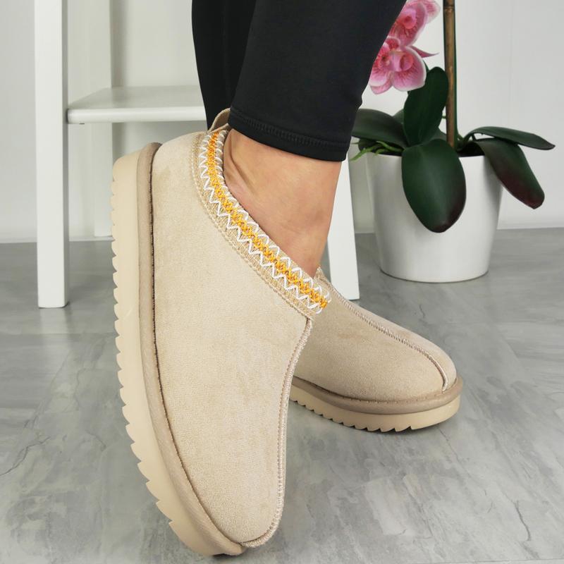 CA-22 Ladies In Out Door Slip On Warm Faux Fur Lined Slippers Boots 2