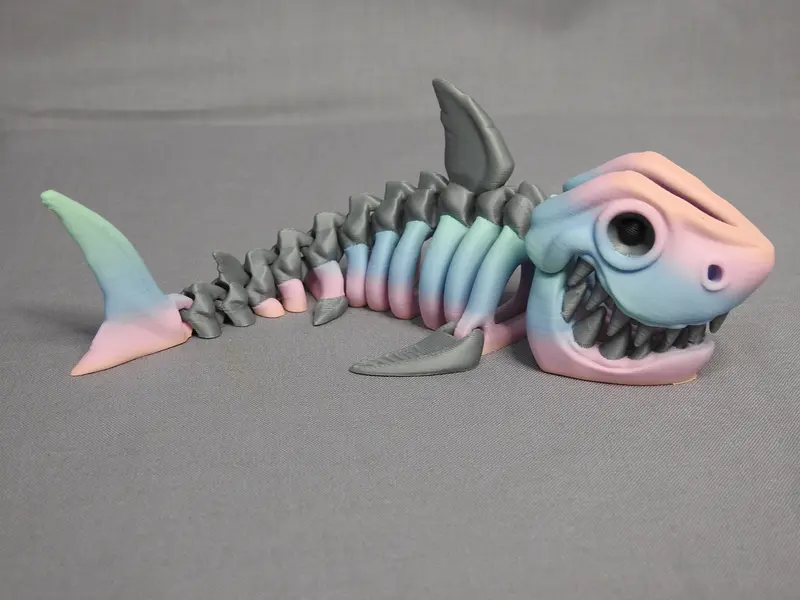 3D Printed Skeleton Shark Figurine for Fantasy Home Decor Decoration Gift 3
