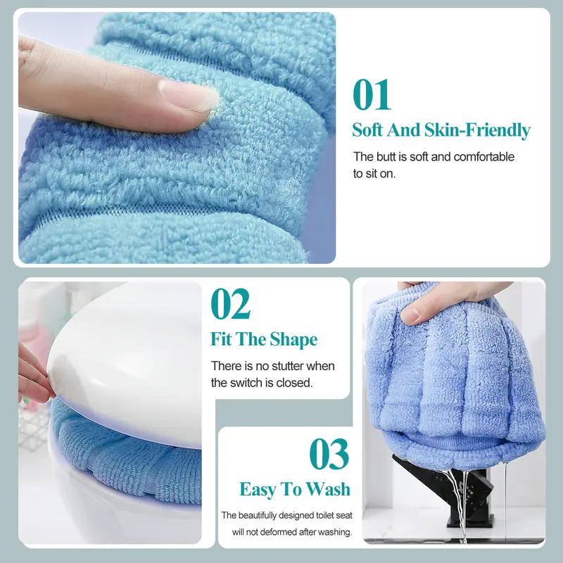 FONOK 5PCS The latest thicker and softer toilet seat warmer pad washable toilet soft pads 3