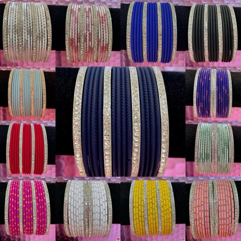 Silver Metal Bangles Sets- Various Colours