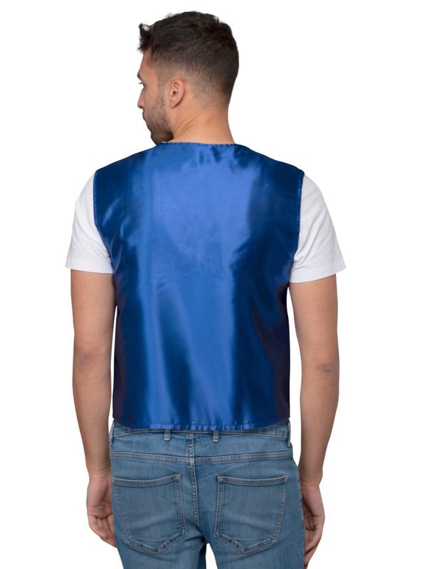 Smiffys Costume & Party Union Jack Print Waistcoat Mens Fancy Dress Costume Great Britain Eurovision United Kingdom Patriotic Outfit Red White and Blue Menswear Satin 2