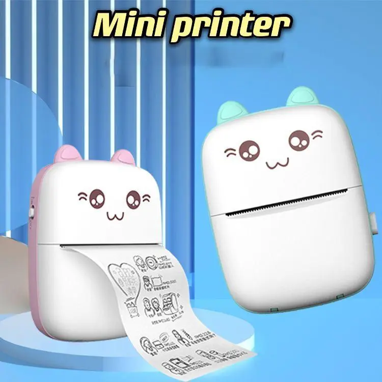 Portable Mini Printer – Cute Cartoon Design, Ink-Free Thermal Printer for Kids, Comes with Printing Paper