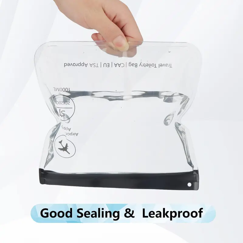 4PC Airport Security Liquids Bags 20X20 cm Clear Security Toiletry Bag Hand Luggage Regulations Waterproof Liquids Wash Bags Travel Accessory Holiday Essentials for Women/Men 3