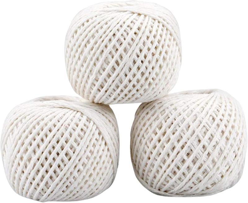 Pack of 6 White Cotton Twine String Balls - 50M Per Roll - Ideal for Art, Crafts, Cooking & Gardening 0