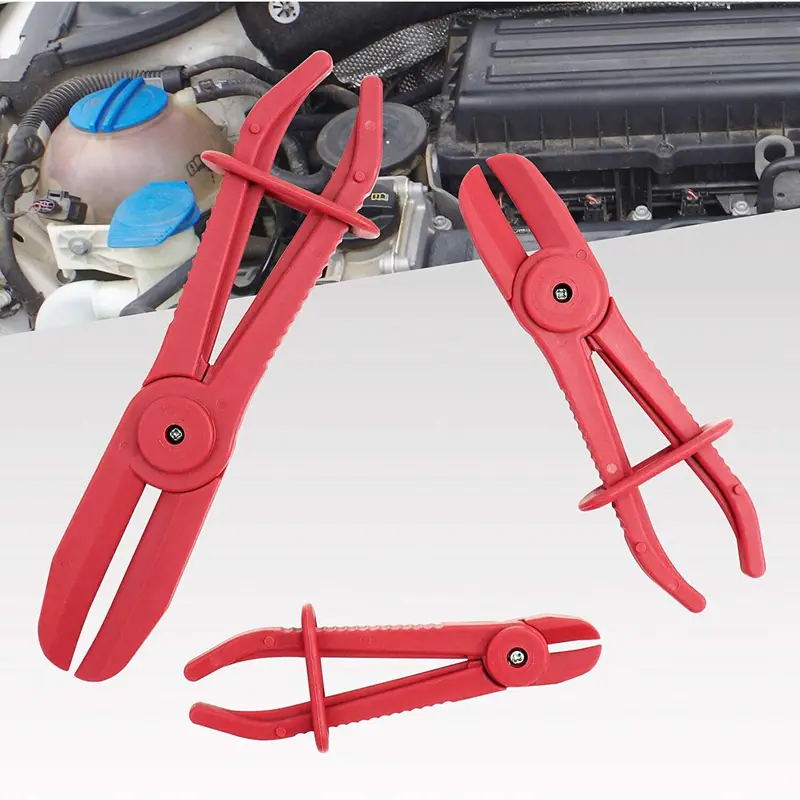 3X Hose Pinch Clamp Red Brake Fuel Water Line Plier Set Garage Hand Tool Kit 0