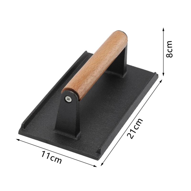 Cast Iron Grill Steak Weight Bacon Press Flat BBQ Hamburger Meat Patty Cooking Kitchen Utensils 1
