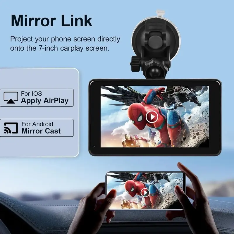 car video players 7-inch Portable Wireless Car Stereo with HD Touch Screen for Apple Carplay & Android Auto touchscreen auxiliary input media player mediaplayer audio system new black carplay portable screen playscreen head unit bluetooth carplaysystems 7