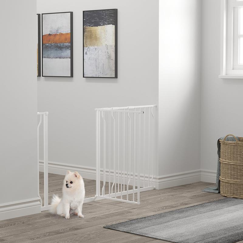 PawHut Extra Wide Dog Safety Gate, with Door Pressure, for Doorways, Hallways, Staircases - White 1
