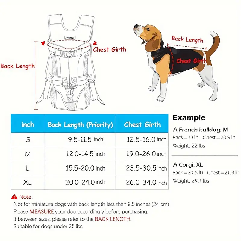 Pet Front Dog Carrier Backpacks, Adjustable Dog Backpack Carrier, Legs Out Easy-fit Dog Chest Carrier for Medium Small Dogs, Hands Free Dog Front Carrier for Hiking, Cycling 4
