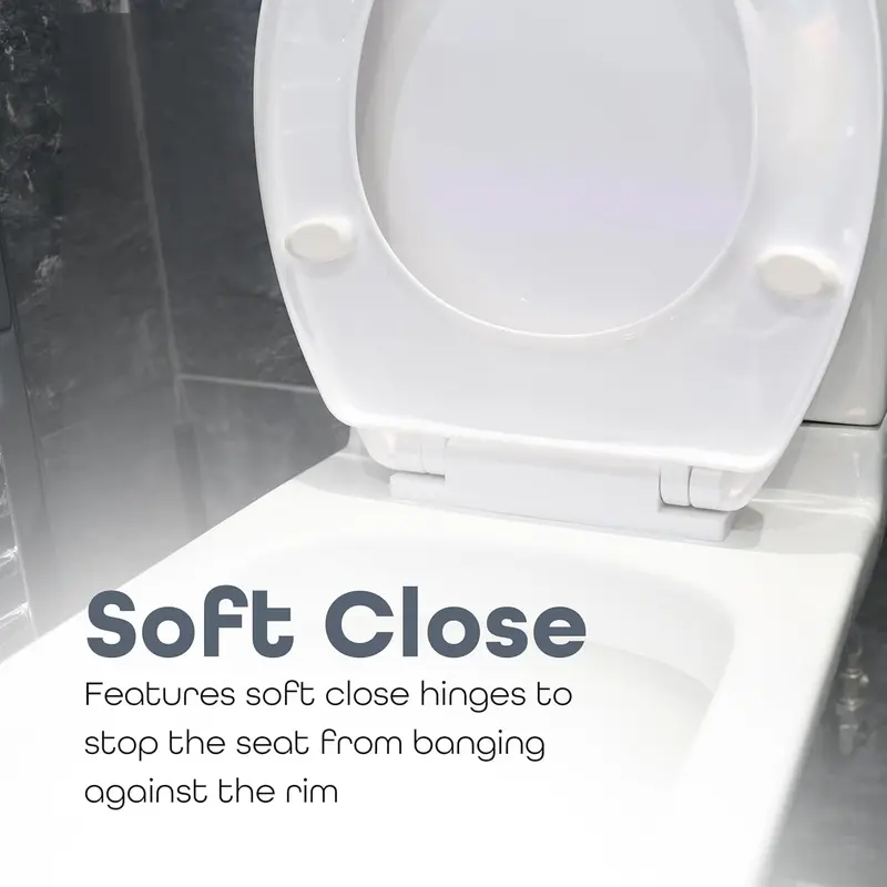 Quick Release Toilet Seat - with Soft Close & Hinges for Easy Cleaning Universal Bathroom Bowl Seating Thermoset Lid 45.5x38.5x5cm, White 5