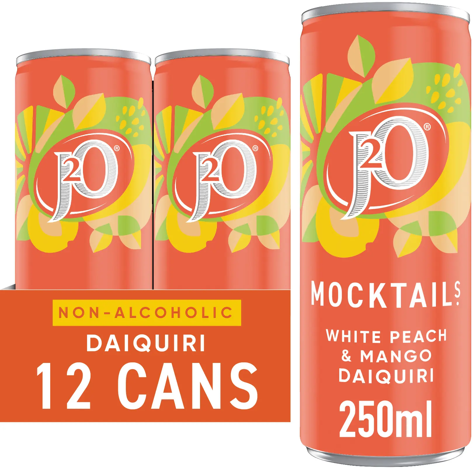 J2O White Peach & Mango Daiquiri Mocktail 12x250ml Cans