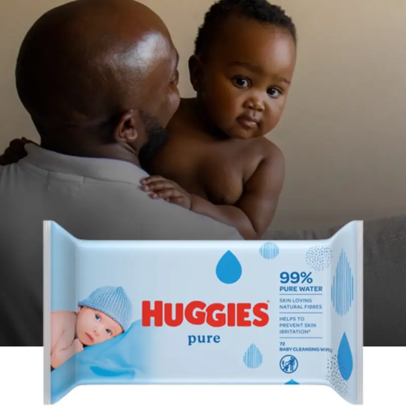 72 x 10 Huggies 99% pure baby wipes,  no fragrance, natural fibres 1