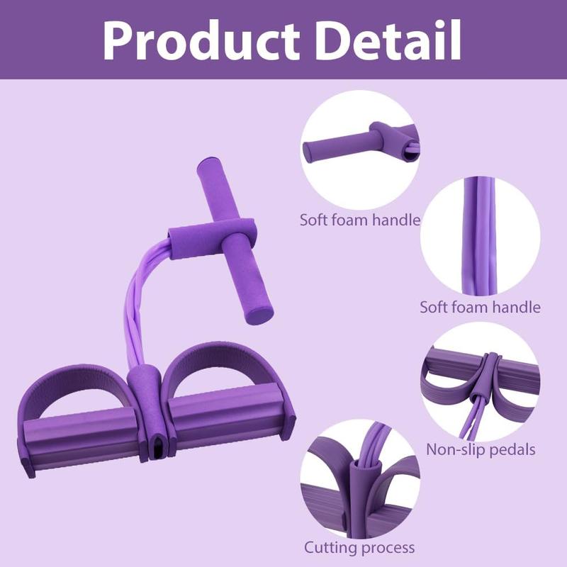 Product Introduction of Multifunction Resistance Training, 4 Tube Pedal Resistance Band, Sit-up Pull Rope Fitness, Tension Rope Sport Trainer, Tummy Trimmer, Home Gym Equipment for Women/Men pull  rope tight  rope 7