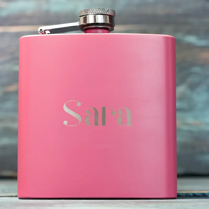 Personalised Pink Hip Flask For Women, Bridesmaid Or Birthday Gift For Her 3