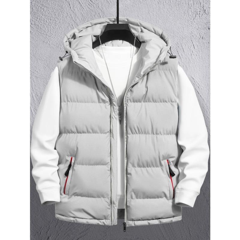 Men's Hooded Zipper Quilted Vest 0