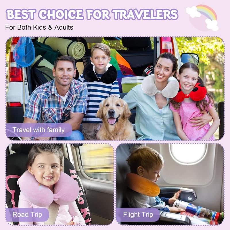 Cute Memory Foam Kids Travel Pillow with Sleep Mask - Animal Flight Pillow Head Rest Neck Support for Boys and Girls on Long Flights and Car Journeys 8