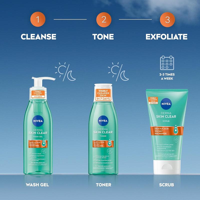 NIVEA Derma Skin Clear Scrub (150ml), Exfoliating Face Scrub, Salicylic Acid Face Scrub Enriched with Niacinamide to Unclog Pores and Refine Skin Textures, For Blemish-Prone Skin Skincare Brightening Nourishing Smoother Soothing Comfort 6