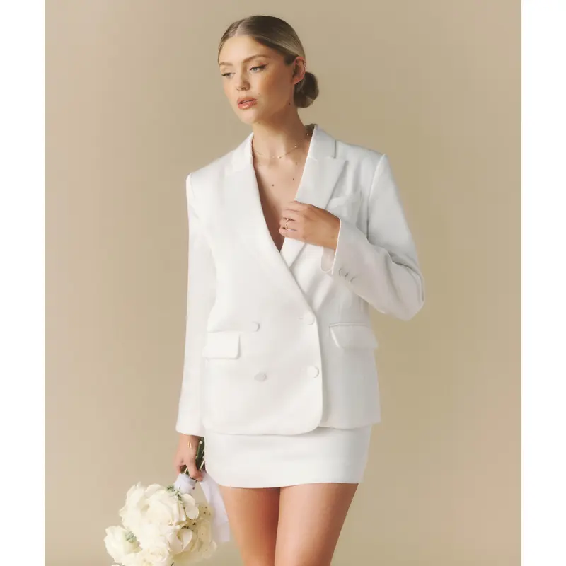 Satin Tailored Jacket - White 1