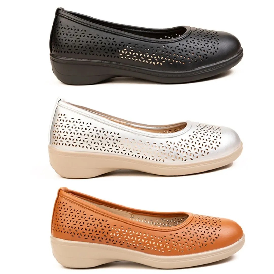 Alice Ladies Dr. Lightfoot Black, Tan, Silver and White Ballerina Pump Walking Shoes Women Footwear Classic Flat Comfort Girl Running Flatform Stylish